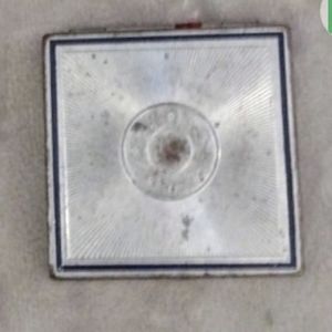 Silver & Blue Square Design, Burjois NY for Evening, Metallic Vintage Compact